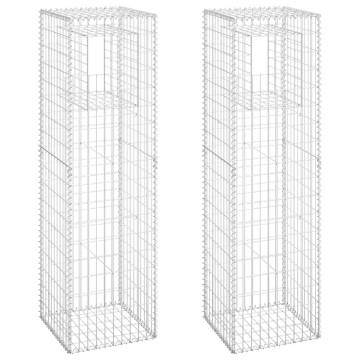 Gabion Basket Posts - Durable 50x50x180 cm Iron Set