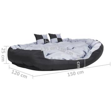 Reversible Washable Dog Cushion - Grey & Black 150x120cm