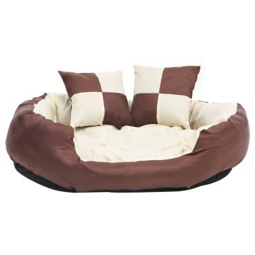 Reversible & Washable Dog Cushion - Brown & Cream 85x70 cm