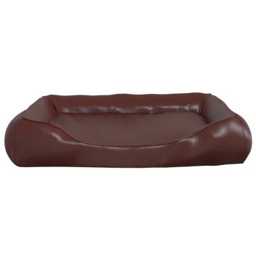 Luxury Brown Dog Bed 80x68x23 cm | Faux Leather Sofa for Pets