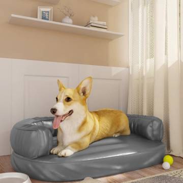 Ergonomic Foam Dog Bed Grey - 75x53 cm Faux Leather | Hipo Market