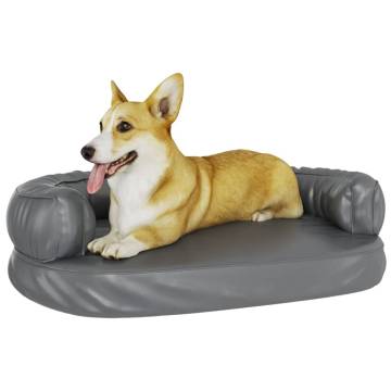 Ergonomic Foam Dog Bed Grey - 75x53 cm Faux Leather | Hipo Market