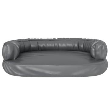 Ergonomic Foam Dog Bed Grey - 75x53 cm Faux Leather | Hipo Market