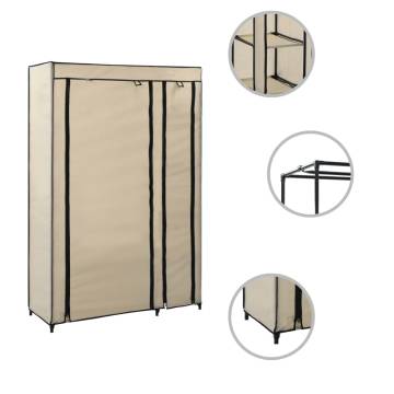 Folding Wardrobe Cream 110x45x175 cm - Space-Saving Storage