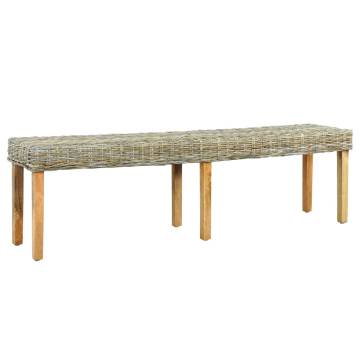 Stylish 160 cm Natural Kubu Rattan & Mango Wood Bench