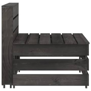 Garden Pallet Middle Sofa - Grey Impregnated Pinewood