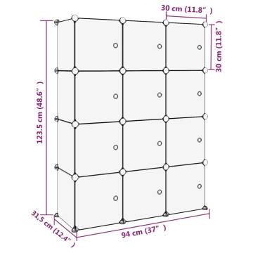 Storage Cube Organiser with 12 Cubes & Doors | HipoMarket