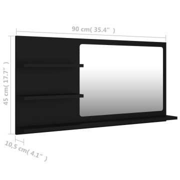 Stylish Black Bathroom Mirror | 90x10.5x45 cm | Hipomarket