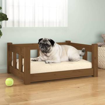 Dog Bed Honey Brown - Solid Pine Wood - 65.5x50.5x28 cm