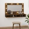 Mirror Cabinet with LED Smoked Oak 90x31.5x62 cm Colour smoked oak Quantity in Package 1 