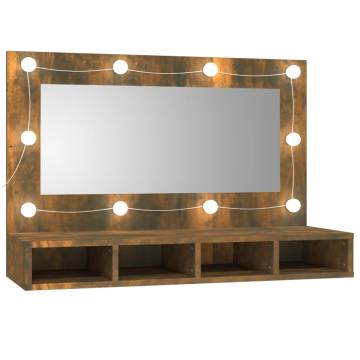 LED Mirror Cabinet in Smoked Oak - Stylish Storage Solution