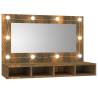 LED Mirror Cabinet in Smoked Oak - Stylish Storage Solution