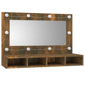 LED Mirror Cabinet in Smoked Oak - Stylish Storage Solution