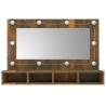 LED Mirror Cabinet in Smoked Oak - Stylish Storage Solution