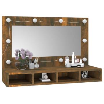 LED Mirror Cabinet in Smoked Oak - Stylish Storage Solution