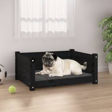 Stylish Black Dog Bed - Solid Pine Wood | 65.5x50.5x28 cm