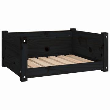 Stylish Black Dog Bed - Solid Pine Wood | 65.5x50.5x28 cm