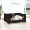 Stylish Black Dog Bed - Solid Pine Wood | 65.5x50.5x28 cm