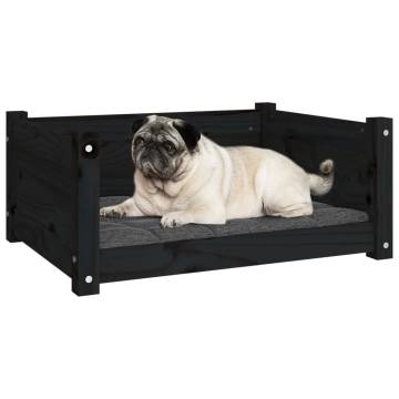 Stylish Black Dog Bed - Solid Pine Wood | 65.5x50.5x28 cm