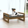 Rustic Dog Bed in Honey Brown - Solid Pine Wood 55.5x45.5x28 cm