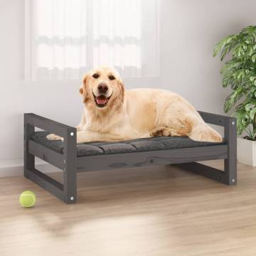 Stylish Grey Dog Bed - Solid Pine Wood | Hipo Market