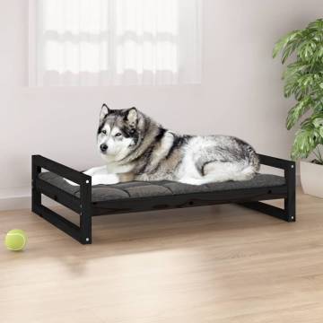 Dog Bed Black - 105.5x75.5cm Solid Pine Wood | HiPoMarket