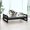 Dog Bed Black - 105.5x75.5cm Solid Pine Wood | HiPoMarket