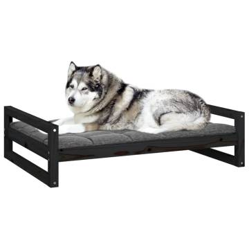 Dog Bed Black - 105.5x75.5cm Solid Pine Wood | HiPoMarket