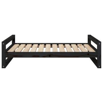 Dog Bed Black - 105.5x75.5cm Solid Pine Wood | HiPoMarket