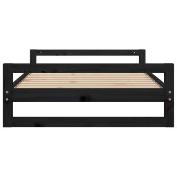 Dog Bed Black - 105.5x75.5cm Solid Pine Wood | HiPoMarket