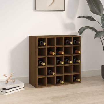 Honey Brown Solid Wood Wine Cabinet - Store Up to 25 Bottles