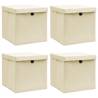 Storage Boxes with Lid 4 pcs Cream 32x32x32 cm Fabric Colour cream with lids Quantity in Package 4 Number of 1 