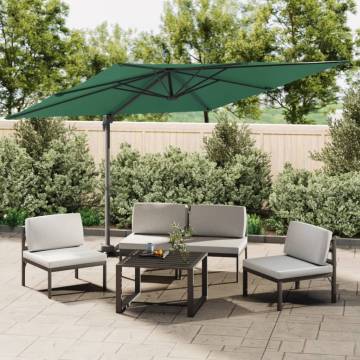 Green Cantilever Umbrella with Aluminium Pole - 400x300 cm