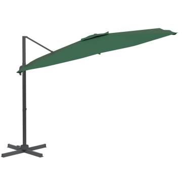 Green Cantilever Umbrella with Aluminium Pole - 400x300 cm