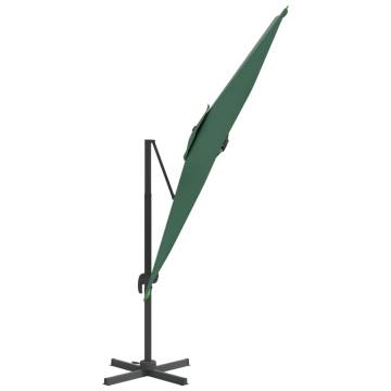 Green Cantilever Umbrella with Aluminium Pole - 400x300 cm