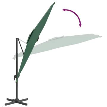 Green Cantilever Umbrella with Aluminium Pole - 400x300 cm