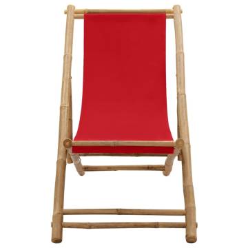 Deck Chair Bamboo and Canvas Red | Stylish Outdoor Furniture