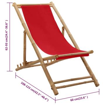 Deck Chair Bamboo and Canvas Red | Stylish Outdoor Furniture