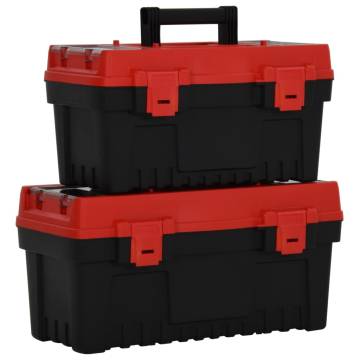 2 Piece Tool Box Set - Sturdy Black & Red Storage Solution