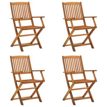 Folding Outdoor Chairs Set - 4 pcs Solid Acacia Wood