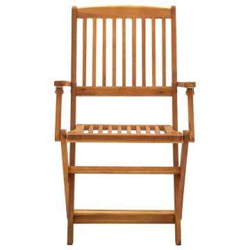 Folding Outdoor Chairs Set - 4 pcs Solid Acacia Wood