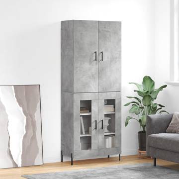 Stylish Highboard in Concrete Grey | 69.5x34x180 cm