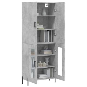 Stylish Highboard in Concrete Grey | 69.5x34x180 cm