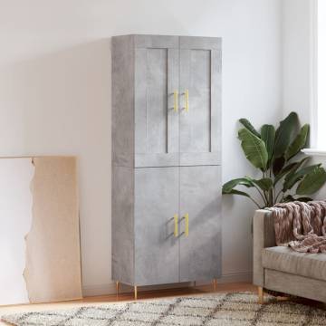 Stylish Highboard in Concrete Grey - 69.5x34x180 cm