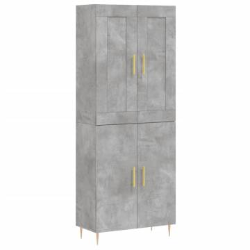 Stylish Highboard in Concrete Grey - 69.5x34x180 cm