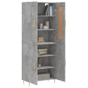 Stylish Highboard in Concrete Grey - 69.5x34x180 cm