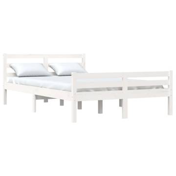 White Solid Wood King Size Bed Frame - 150x200 cm