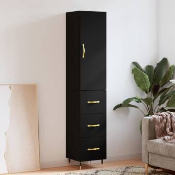 Stylish Highboard Black 34.5x34x180 cm | Hipomarket