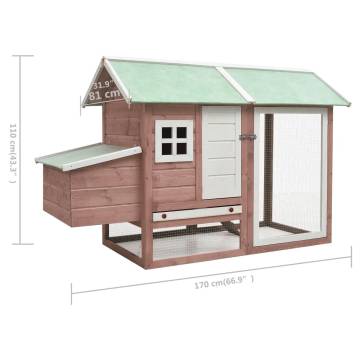 Chicken Cage Mocha 170x81x110 cm - Solid Pine & Fir Wood