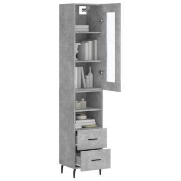 Elegant Highboard Concrete Grey - Durable Engineered Wood